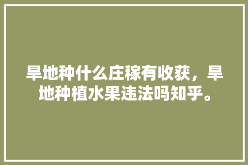 旱地种什么庄稼有收获，旱地种植水果违法吗知乎。 旱地种什么庄稼有收获，旱地种植水果违法吗知乎。 蔬菜种植