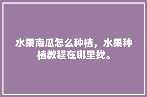 水果南瓜怎么种植，水果种植教程在哪里找。 畜牧养殖