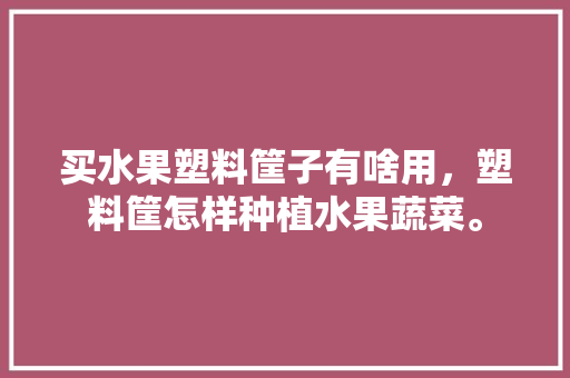 买水果塑料筐子有啥用，塑料筐怎样种植水果蔬菜。 水果种植