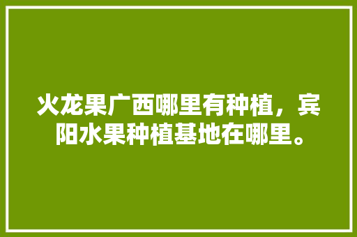 火龙果广西哪里有种植，宾阳水果种植基地在哪里。 火龙果广西哪里有种植，宾阳水果种植基地在哪里。 土壤施肥