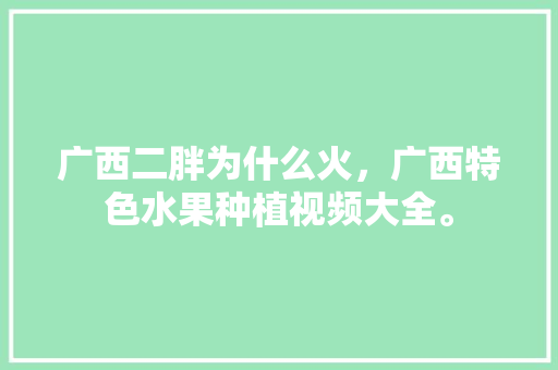 广西二胖为什么火，广西特色水果种植视频大全。 广西二胖为什么火，广西特色水果种植视频大全。 水果种植