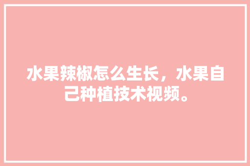 水果辣椒怎么生长，水果自己种植技术视频。 家禽养殖