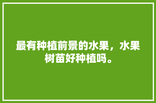 最有种植前景的水果，水果树苗好种植吗。 水果种植