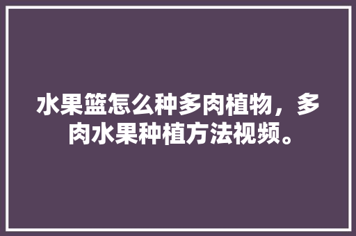 水果篮怎么种多肉植物，多肉水果种植方法视频。 水果种植