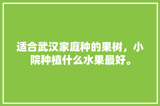 适合武汉家庭种的果树，小院种植什么水果最好。 家禽养殖