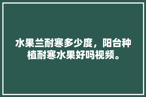 水果兰耐寒多少度，阳台种植耐寒水果好吗视频。 畜牧养殖