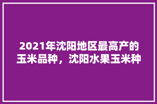 2021年沈阳地区最高产的玉米品种，沈阳水果玉米种植基地。 土壤施肥