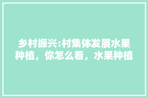 乡村振兴:村集体发展水果种植，你怎么看，水果种植致富的农村有哪些。 水果种植