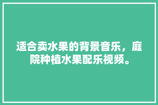 适合卖水果的背景音乐，庭院种植水果配乐视频。 家禽养殖