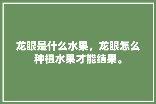 龙眼是什么水果，龙眼怎么种植水果才能结果。 家禽养殖