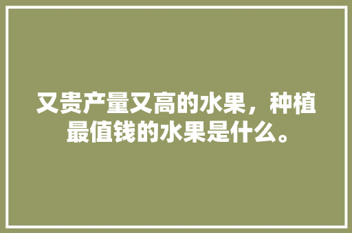 又贵产量又高的水果，种植最值钱的水果是什么。 土壤施肥