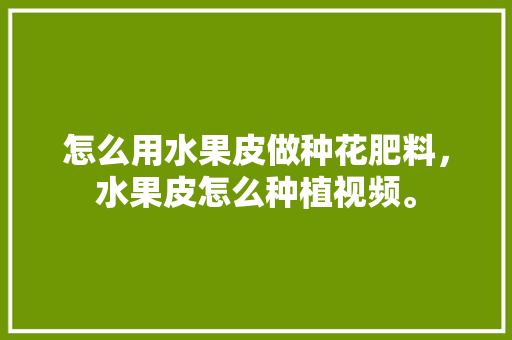 怎么用水果皮做种花肥料，水果皮怎么种植视频。 畜牧养殖