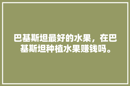 巴基斯坦最好的水果，在巴基斯坦种植水果赚钱吗。 土壤施肥