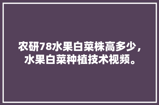 农研78水果白菜株高多少，水果白菜种植技术视频。 家禽养殖