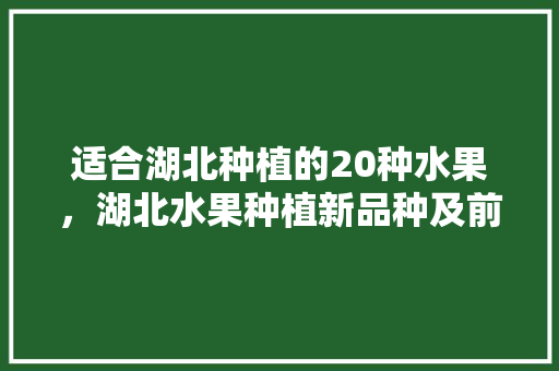 适合湖北种植的20种水果，湖北水果种植新品种及前景。 土壤施肥