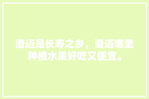 澄迈是长寿之乡，澄迈哪里种植水果好吃又便宜。 澄迈是长寿之乡，澄迈哪里种植水果好吃又便宜。 土壤施肥