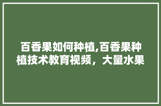 百香果如何种植,百香果种植技术教育视频，大量水果种植视频大全。 百香果如何种植,百香果种植技术教育视频，大量水果种植视频大全。 家禽养殖