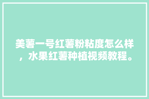 美薯一号红薯粉粘度怎么样，水果红薯种植视频教程。 家禽养殖