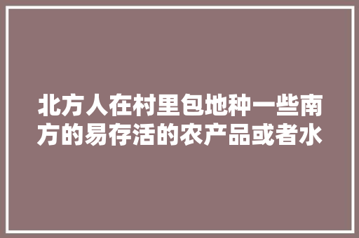 北方人在村里包地种一些南方的易存活的农产品或者水果，在北方售卖，可以赚钱吗，农村包地种植水果赚钱吗。 水果种植