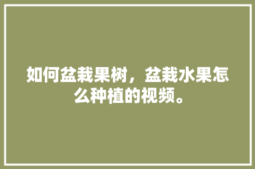 如何盆栽果树，盆栽水果怎么种植的视频。 水果种植