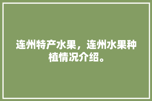 连州特产水果，连州水果种植情况介绍。 水果种植