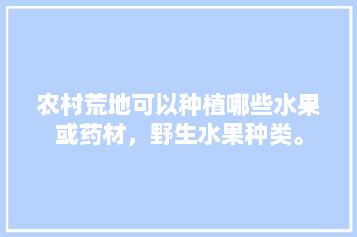 农村荒地可以种植哪些水果或药材，野生水果种类。 土壤施肥