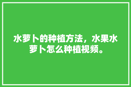 水萝卜的种植方法，水果水萝卜怎么种植视频。 水果种植