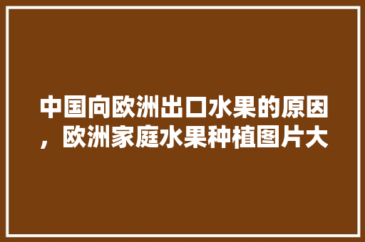 中国向欧洲出口水果的原因，欧洲家庭水果种植图片大全。 水果种植