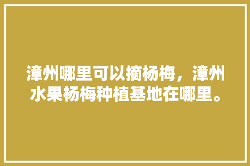 漳州哪里可以摘杨梅，漳州水果杨梅种植基地在哪里。 蔬菜种植