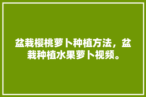 盆栽樱桃萝卜种植方法，盆栽种植水果萝卜视频。 水果种植