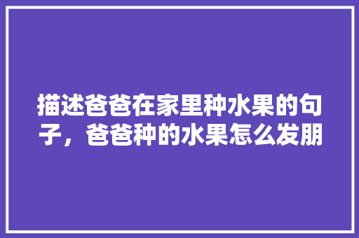 描述爸爸在家里种水果的句子，爸爸种的水果怎么发朋友圈。 蔬菜种植