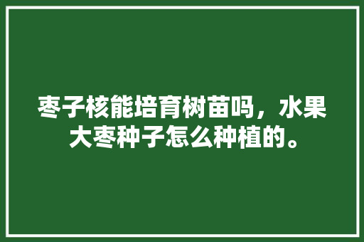 枣子核能培育树苗吗，水果大枣种子怎么种植的。 家禽养殖