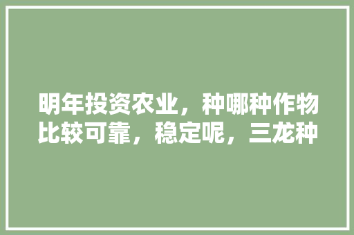 明年投资农业，种哪种作物比较可靠，稳定呢，三龙种植水果基地地址。 明年投资农业，种哪种作物比较可靠，稳定呢，三龙种植水果基地地址。 畜牧养殖