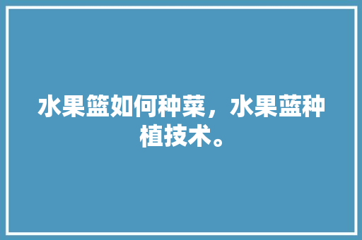 水果篮如何种菜，水果蓝种植技术。 水果篮如何种菜，水果蓝种植技术。 畜牧养殖