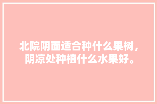 北院阴面适合种什么果树，阴凉处种植什么水果好。 北院阴面适合种什么果树，阴凉处种植什么水果好。 畜牧养殖