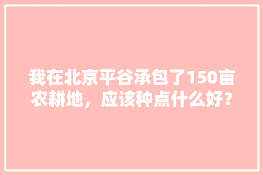 我在北京平谷承包了150亩农耕地，应该种点什么好？还是找合伙人，平谷水果大葱种植面积多大。 我在北京平谷承包了150亩农耕地，应该种点什么好？还是找合伙人，平谷水果大葱种植面积多大。 家禽养殖