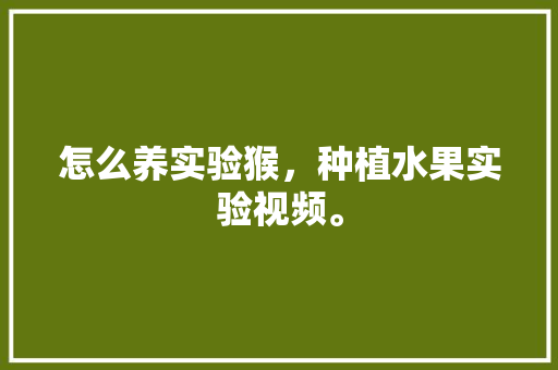 怎么养实验猴，种植水果实验视频。 怎么养实验猴，种植水果实验视频。 水果种植