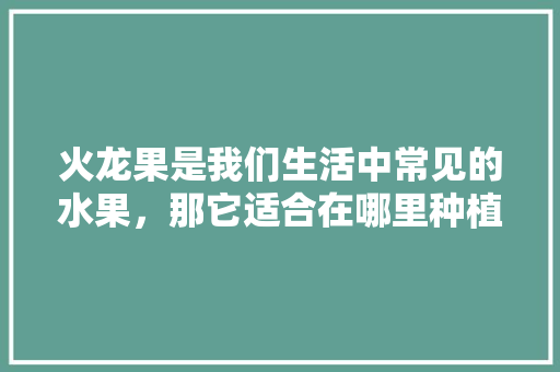 火龙果是我们生活中常见的水果，那它适合在哪里种植呢，什么地种植水果蔬菜最好。 火龙果是我们生活中常见的水果，那它适合在哪里种植呢，什么地种植水果蔬菜最好。 土壤施肥