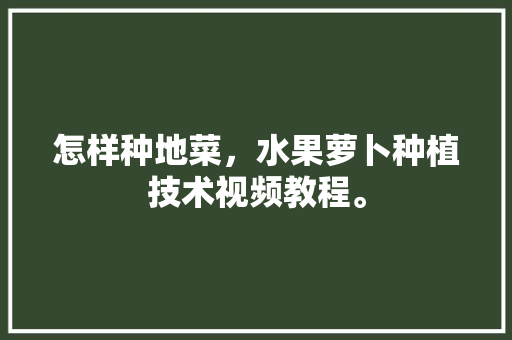 怎样种地菜，水果萝卜种植技术视频教程。 怎样种地菜，水果萝卜种植技术视频教程。 水果种植