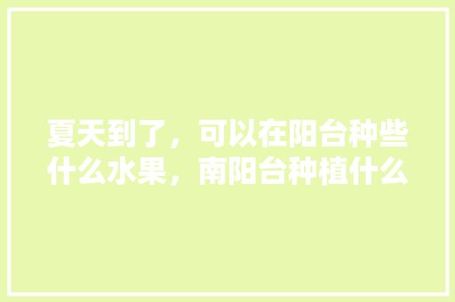 夏天到了，可以在阳台种些什么水果，南阳台种植什么水果最好。 夏天到了，可以在阳台种些什么水果，南阳台种植什么水果最好。 畜牧养殖