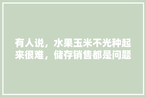 有人说，水果玉米不光种起来很难，储存销售都是问题，是真的吗，种植水果存在的问题有哪些。 有人说，水果玉米不光种起来很难，储存销售都是问题，是真的吗，种植水果存在的问题有哪些。 水果种植