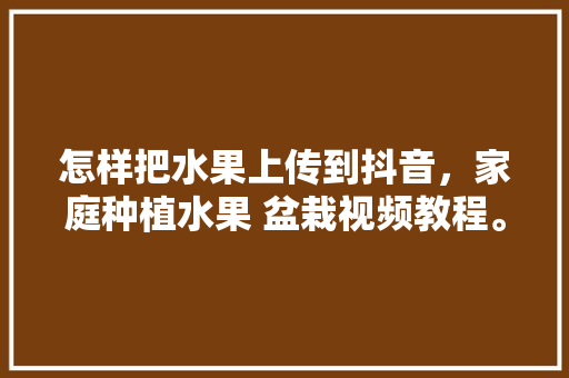 怎样把水果上传到抖音，家庭种植水果 盆栽视频教程。 怎样把水果上传到抖音，家庭种植水果 盆栽视频教程。 土壤施肥