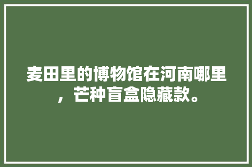 麦田里的博物馆在河南哪里，芒种盲盒隐藏款。 麦田里的博物馆在河南哪里，芒种盲盒隐藏款。 土壤施肥