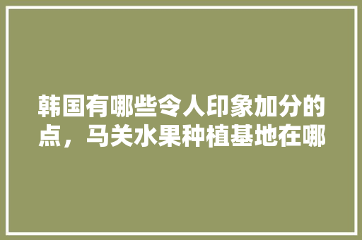 韩国有哪些令人印象加分的点，马关水果种植基地在哪里。 韩国有哪些令人印象加分的点，马关水果种植基地在哪里。 蔬菜种植