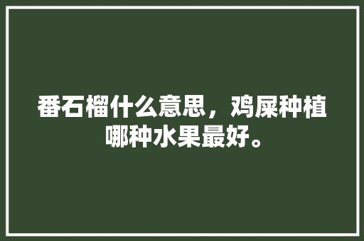 番石榴什么意思，鸡屎种植哪种水果最好。 番石榴什么意思，鸡屎种植哪种水果最好。 土壤施肥