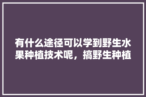 有什么途径可以学到野生水果种植技术呢，搞野生种植水果赚钱吗。 有什么途径可以学到野生水果种植技术呢，搞野生种植水果赚钱吗。 蔬菜种植