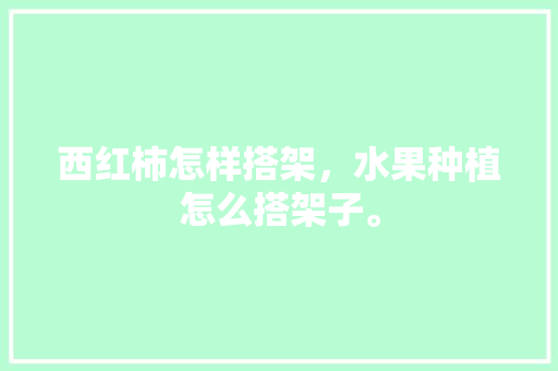 西红柿怎样搭架，水果种植怎么搭架子。 西红柿怎样搭架，水果种植怎么搭架子。 土壤施肥