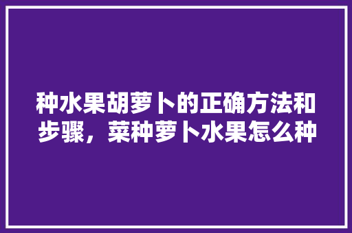 种水果胡萝卜的正确方法和步骤，菜种萝卜水果怎么种植视频。 种水果胡萝卜的正确方法和步骤，菜种萝卜水果怎么种植视频。 土壤施肥