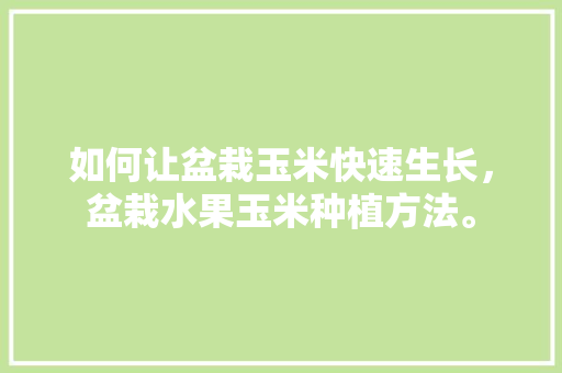 如何让盆栽玉米快速生长，盆栽水果玉米种植方法。 如何让盆栽玉米快速生长，盆栽水果玉米种植方法。 水果种植