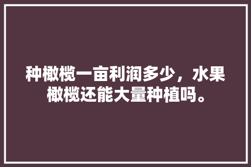 种橄榄一亩利润多少，水果橄榄还能大量种植吗。 种橄榄一亩利润多少，水果橄榄还能大量种植吗。 水果种植